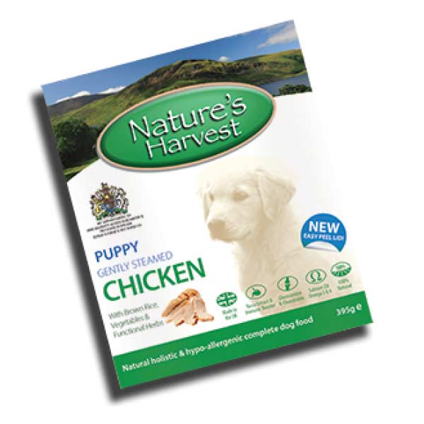 Nature's Harvest Chicken and Brown Rice Puppy Food Trays - 10x395g
